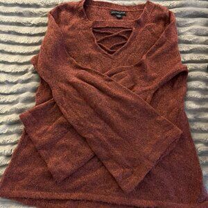 American Eagle, bell bottom long sleeve, quarter lace cross up sweater, size S